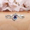 Huitan Elegant Women Ring Twist Design Inlaid Sparkling Blue CZ Fashion Party Engagement Noble Lady Accessories Delicate Jewelry