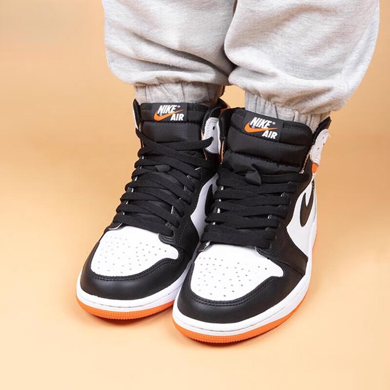 Air Jordan 1 Retro High OG GS Electro Orange Kids Sneakers White Black 575441-180