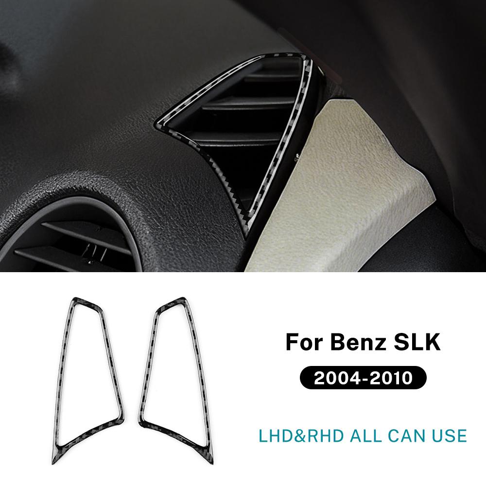 Real Soft Carbon Fiber Trim Sticker For Mercedes Benz SLK R171 2004 2005 2006 2007 2008 2009 2010 Air vent On Sides of Dashboard