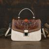 Johnature Borsa da donna in pelle goffrata fatta a mano, borsa vintage, borse a tracolla e a spalla versatili