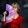Yousheng Colorful Kung Fu Fan Holographic Foldable PVC Fan Ergonomic Handle Smooth Opening Closing Performance Fan Folk Craft Fan