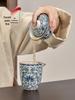 Sancai Gaiwan Tea Set: Ceramic Anti-scalding Tea Cup with Hand-held Pot for Gongfu Brewing.