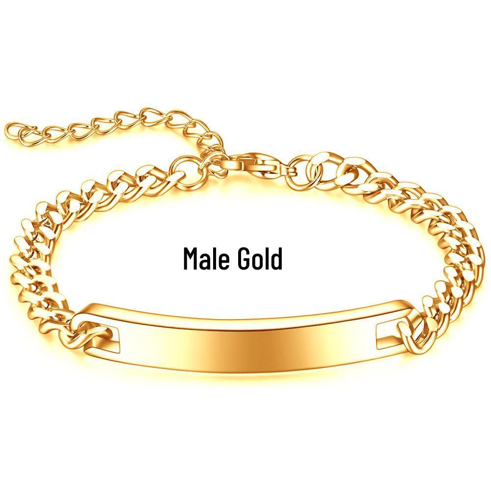 Engravable Titanium Steel Couples Bracelet – Sleek Long Strip Design for Men and Women