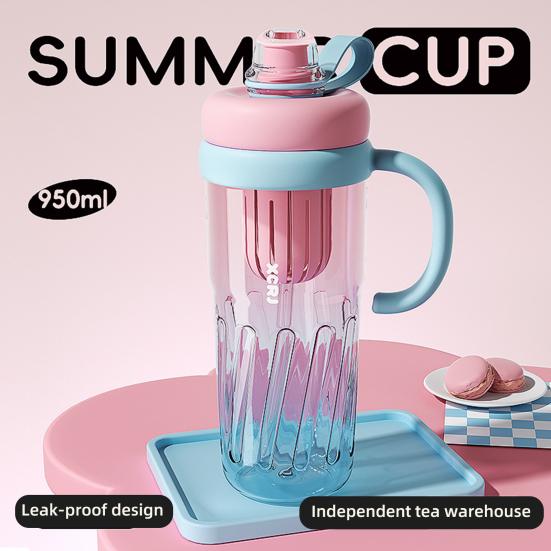 Reusable Drinking Mug Iced Coffee Cup Gradient Color Smoothie Cup 950ml Tumbler