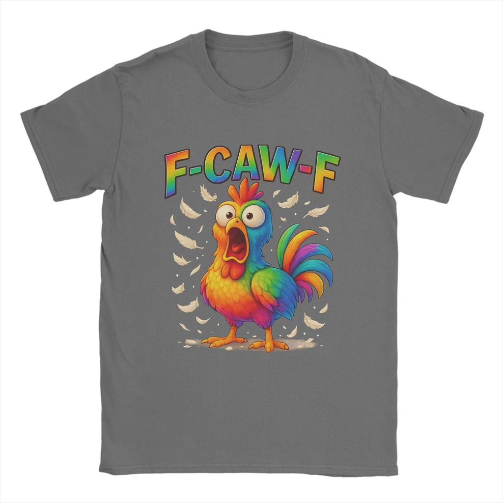 F-CAW-F Funny Chicken Humor Design Men T Shirt Casual Tee Shirt Short Sleeve Crew Neck T-Shirts Cotton Gift Idea Clothes