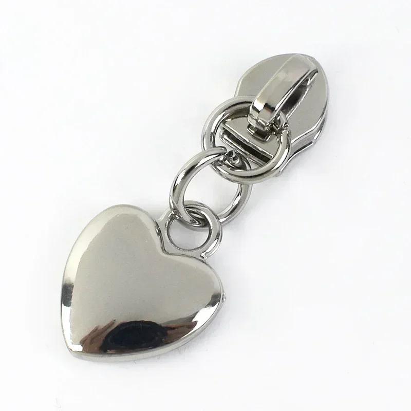 Meetee 5-50 Stück 5# Nylon Reißverschlussanhänger Kleidung Taschen Reißverschlüsse Reparatur Schieber für Plastikreißverschlüsse Herz Reißverschlusskopf Griff Nähzubehör