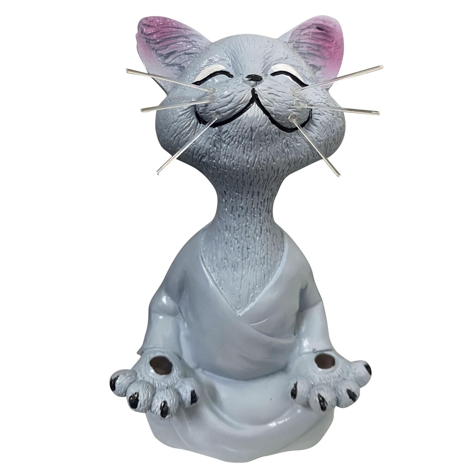 

Whimsical Gray Buddha Figurine Meditation Yoga Collectible Happy Decor