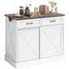 Kitchen Island, Sideboard, 2 Drawers, 2 Sliding Doors, Adjustable Shelf, White