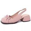 Bow Bag Head Sandals Women's Summer New High Heels Gentle Empty Thick Heel Single Shoes