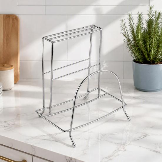 Countertop Cutting Board Organizer Stainless Steel Chopping Storage Rack And Knife Holder for Kitchen Countertop, Vertical Drain Stand Boards