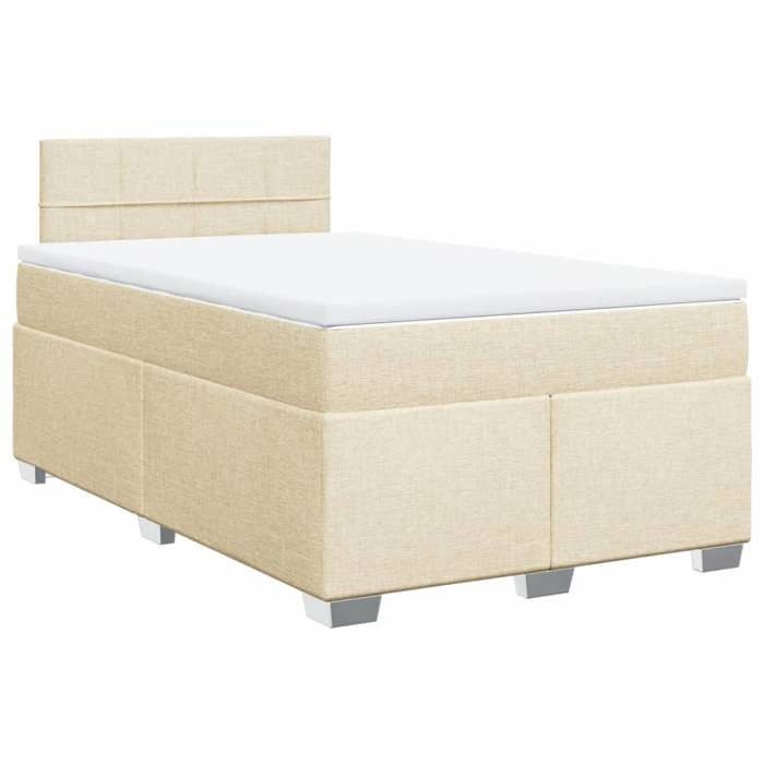 VidaXL Slat Bed Base with Mattress Cream 120x200 Cm Fabric 3288160