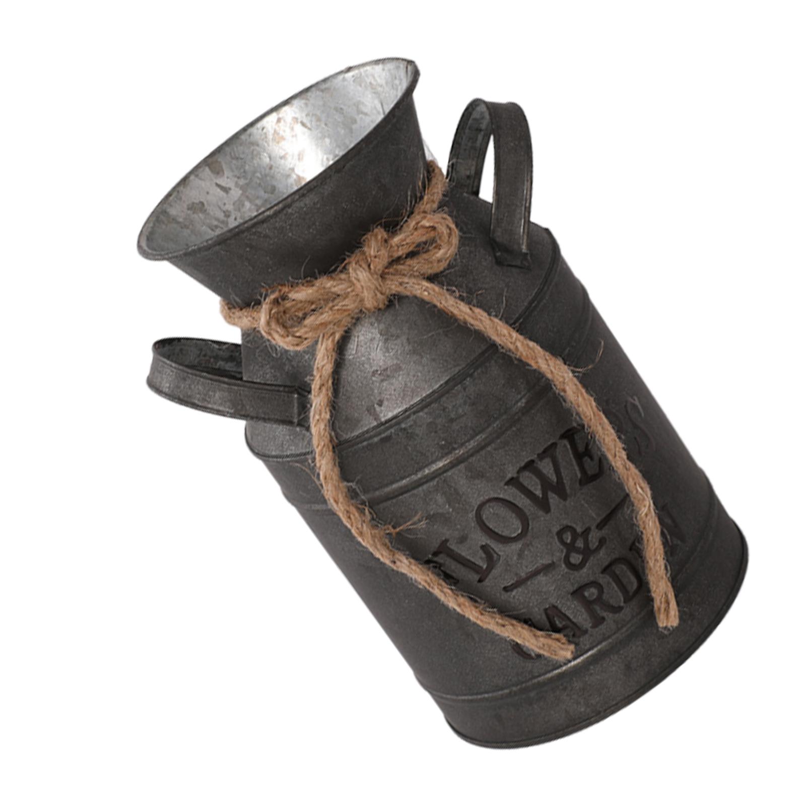 

Французская деревенская элегантность, железная ваза для цветов, маленькая примитивная фермерская кувшинка, молочник для цветочных композиций, деревенская ваза D