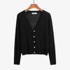 Cotton Thin Knit Cardigan for Women V-neck Long Sleeve Button Down Elatic Cardigan Casual Fashion Solid Knit Sweater Breathable Lightweight Tops