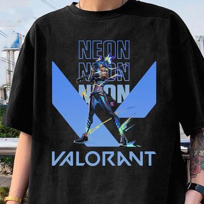 Neon Valorant Shirt Agent Valorant Lovers T-Shirt 2026 Summer New Men Women Fashion Cotton Oversized T-Shirt Street Y2K