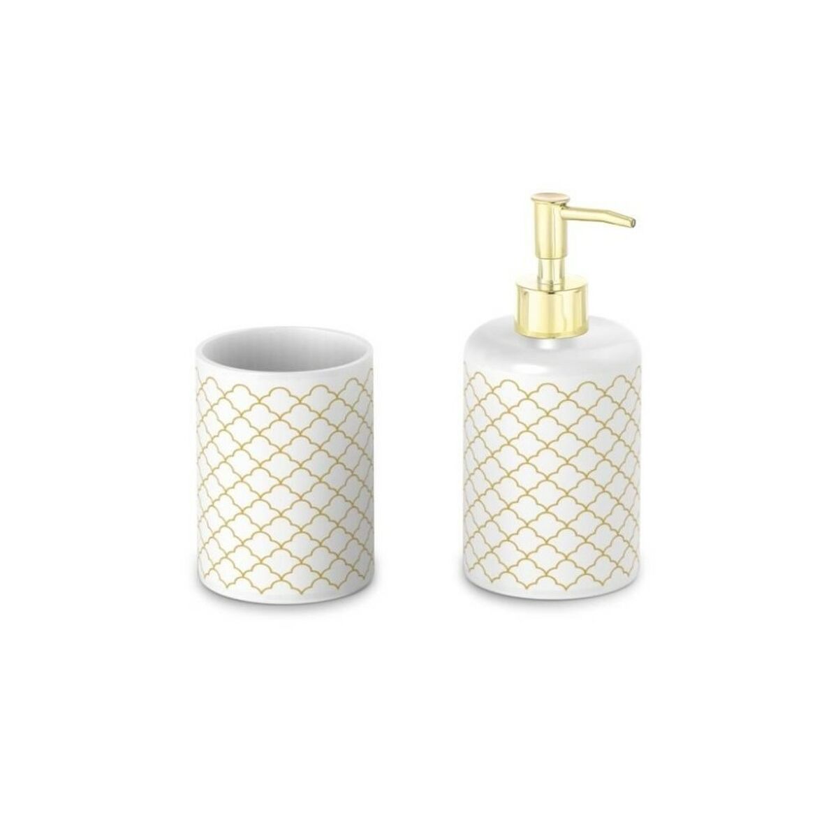 

Набор для ванной DKD Home Decor Белое золото ABS Доломит 8 x 7 x 17,5 см TU прозрачный