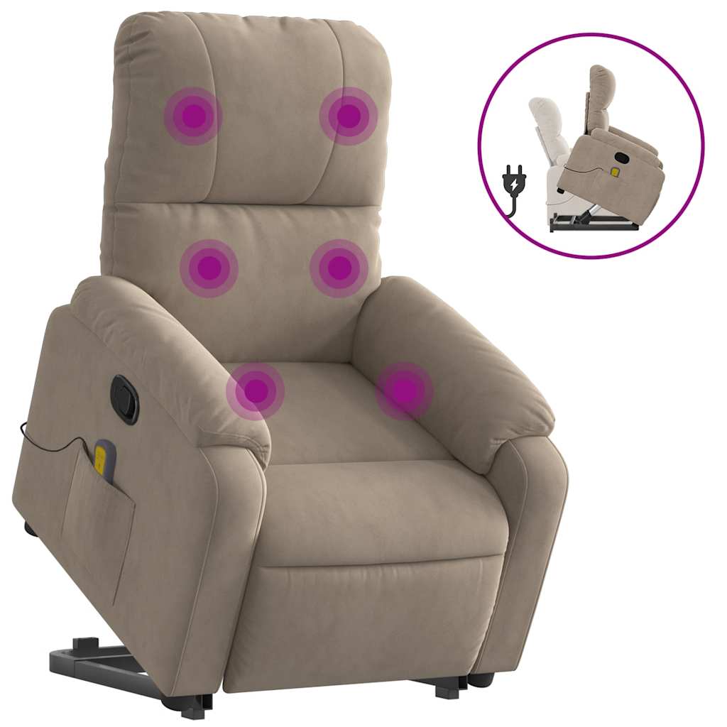 Vidaxl Lift-Up Massage Chair, Reclining, Taupe, Microfiber