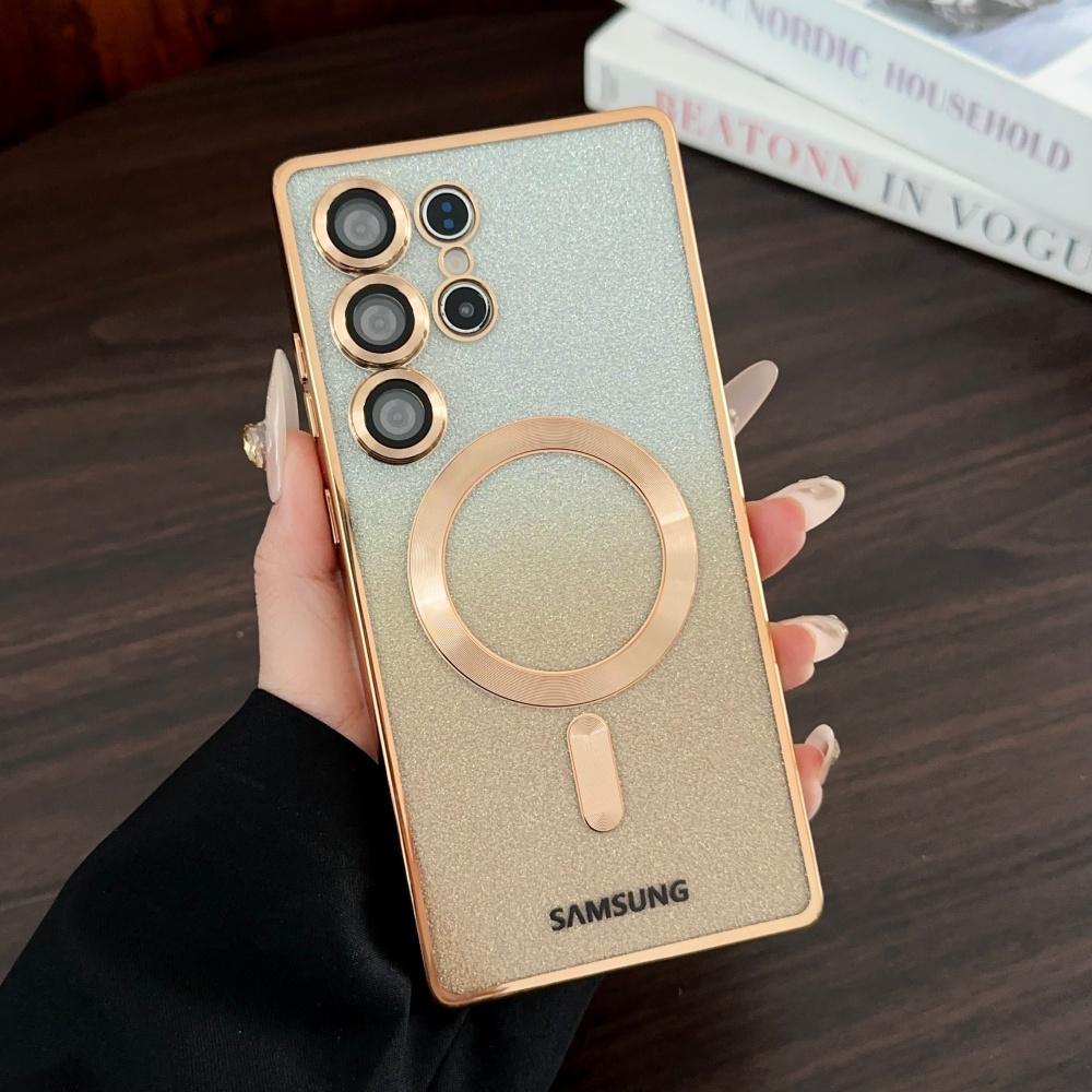 Luxury Plating Glitter For Magsafe Magnetic Case For Samsung S25 S24 S23 S22 Ultra Plus S21 S24 FE S25 Edge Clear Bright Cover