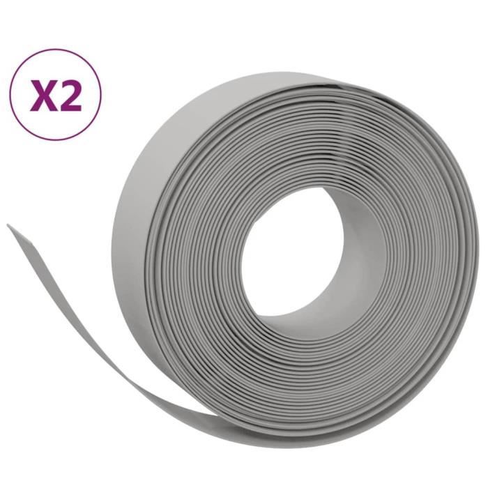 VidaXL Bordures de jardin 2 pcs gris 10 m 15 cm polyéthylène 3155440