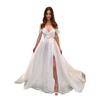 Summer, New European, American, Women's Dress Perspective Sexy Trailing White Deep V Dress