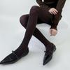 Women Vintage Shimmering Ribbed Striped Opaque Pantyhose 90s Winter Fall Basic Bottoming Tights Stockings Leggings