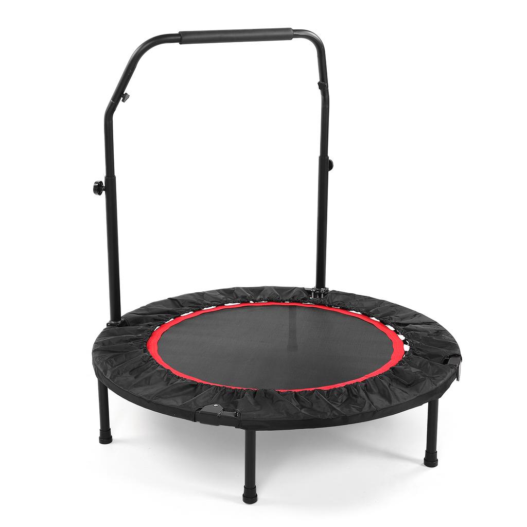 Foldable Trampoline with Adjustable Handle 3 Height Levels for Kids Adults Fitness Indoors Outdoors Black Red 40inch