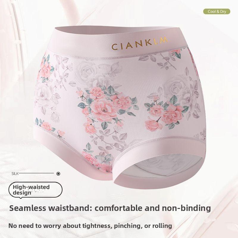 Women Flowers Panties Mesh Mid-Rise Briefs Breathable Skin Friendly Underpants Plus Size Stretch Underwear