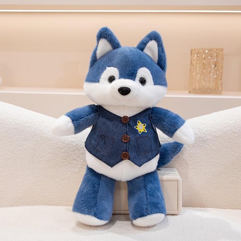 

Vest Blue Fox Plush Toy Animal Stuffed Doll Cartoon Room Decoration Gift Kids 30cm/11.81in