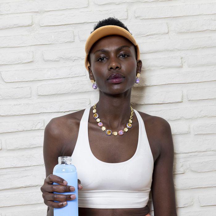 Luxenter Collier De Zircons Multicolores Finition En or Jaune 18 Carats - Drogolo