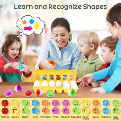 Montessori Educational Toys 2 Years Old Children Toy Eggs Toddler Sensory Puzzle Smart Eggs Colors Shapes Matching Sorter Game