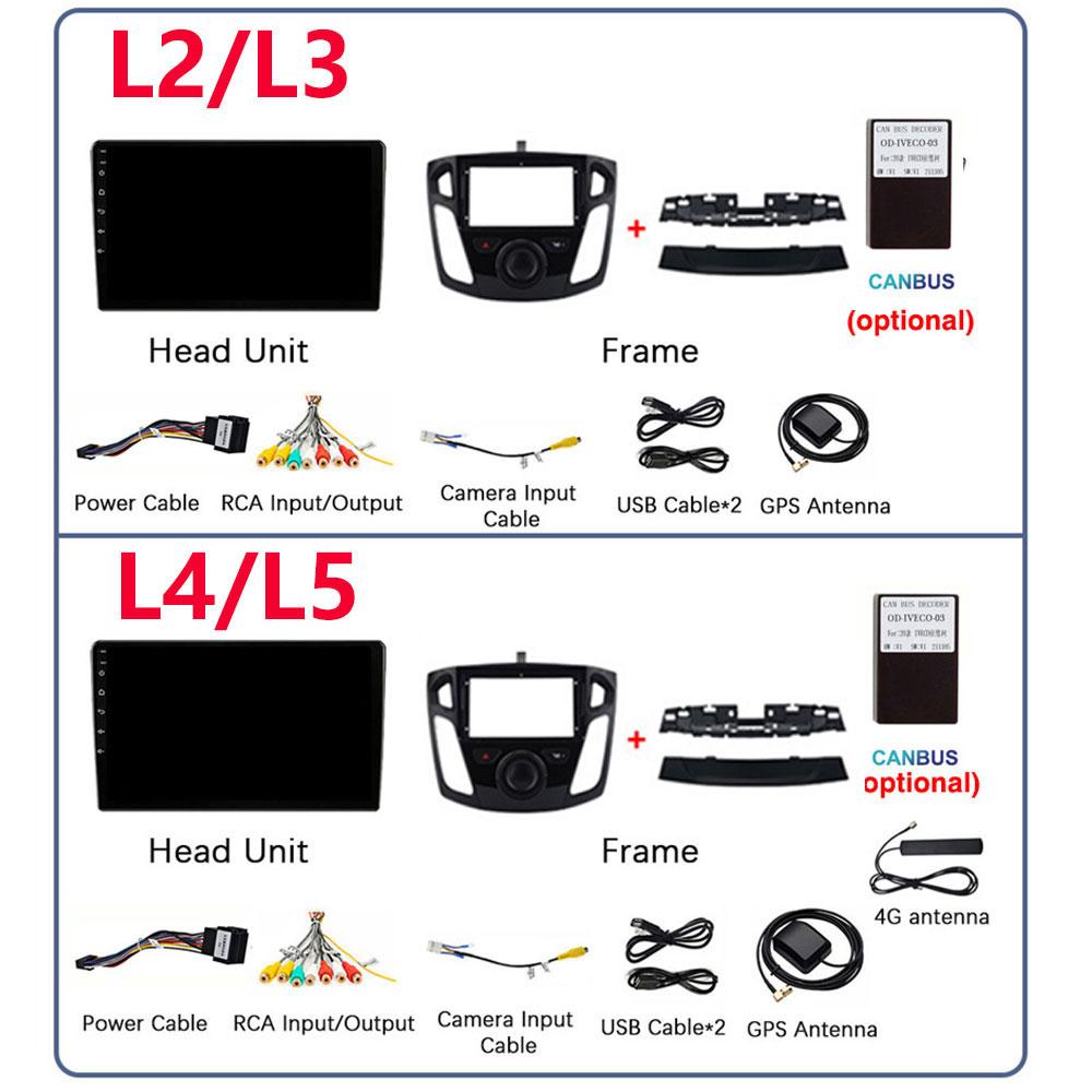 Car Radio Stereo For Ford Focus 3 MK3 2011-2019 Car Media Player GPS Screen Headunit Carplay Android14 Auto Support 360 Camera
