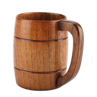 320ml Large Wooden Beer Mug Best Wood Cup Wooden Tankard Beer Stein Tea Cup Barrel For Men Women Coffee Mug Gift