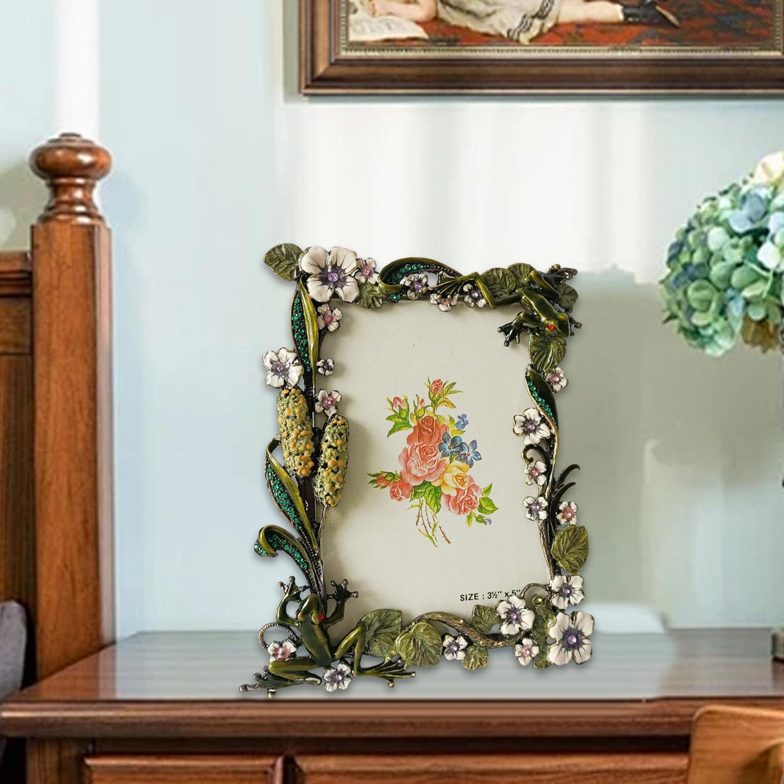 

Flower Picture Frame ,Floral Frame, Rectangle 3.5x5 Photo for