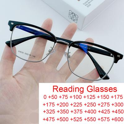 Anti Radiation Reading Glasses for Women Men Replaceable Lens Half Frame Square Anti Blue Ray Eyeglasses TR Business