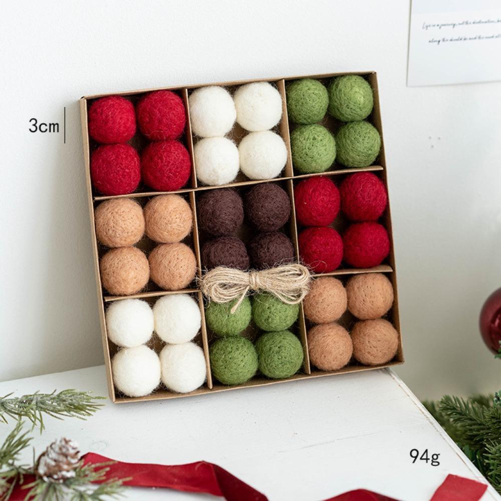 Fashion Plastic Felt Christmas Felt Ball 3CM 5CM Multicolor Christmas Ball Set Suspensable Christmas Tree Balls Party