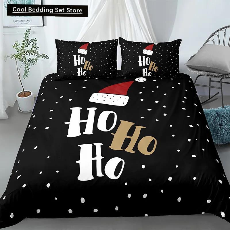 Merry Christmas King Queen Duvet Red Cartoon Santa Car Animals Bedding Set for Children Boy Girl Happy Holiday Theme Quilt Cover