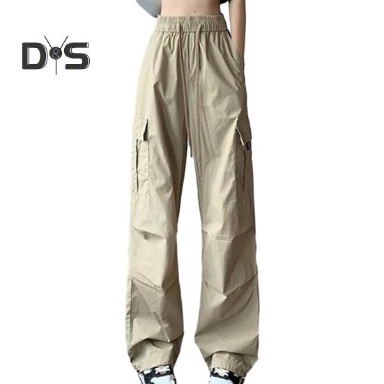 

Женские брюки, повседневные брюки-карго с эластичной резинкой на талии, удобные женские свободные брюки для повседневной носки M хаки