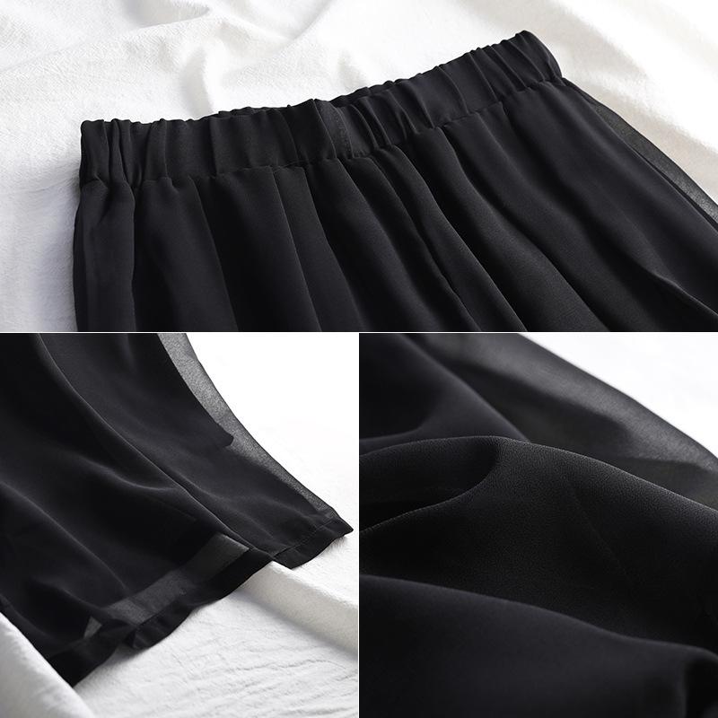 Fashionable Loose Large Size 200 Catties High Waist Skirt and Pants, Slim Chiffon Pants Skirt Wide-leg Women's Pants Casual and Long