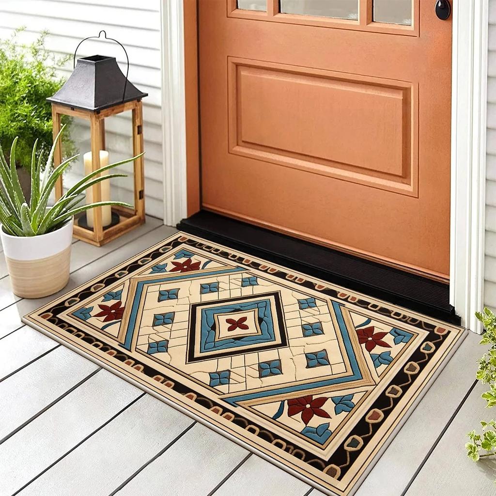 Vintage Luxury Welcome Doormat Stain-Resistant and Durable Entrance Hallway Doormat Bathroom Rug Home Decor