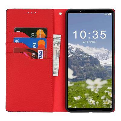 For Sony Xperia 1 VII Wallet Case Genuine Cow Leather Phone Cover Litchi Texture