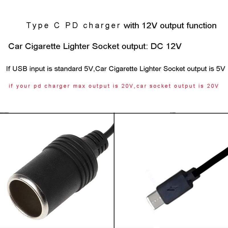 USB Male 5V To 12V Car Cigarette Lighter Socket Female Step Up Cable Inverter Converter for Driving Recorder GPS E-Dog