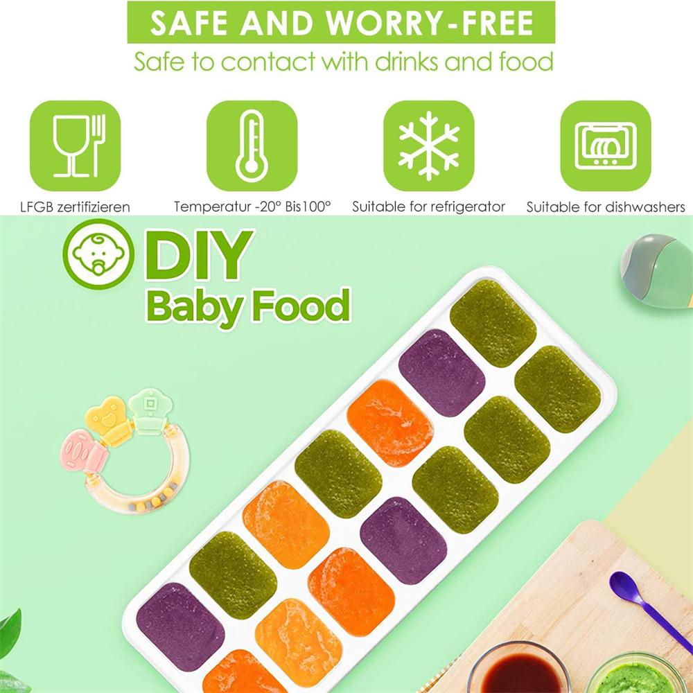 1Pcs/4Pcs/Set CubeTray Stackable 14 Grid Silicone Ice Mold with Removable Lid Easy-Release For Cocktail Freezer Kitchen Tools