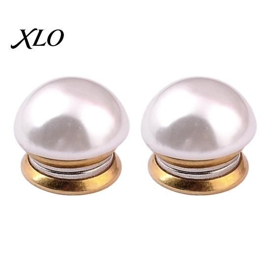Decorative Brooch Button 2Pcs Faux Pearl Magnetic Clothes Button, Fake Cat Eye Stone Clothing Fixation Accessory Safety for Shirts Scarf Shawl, Magnet