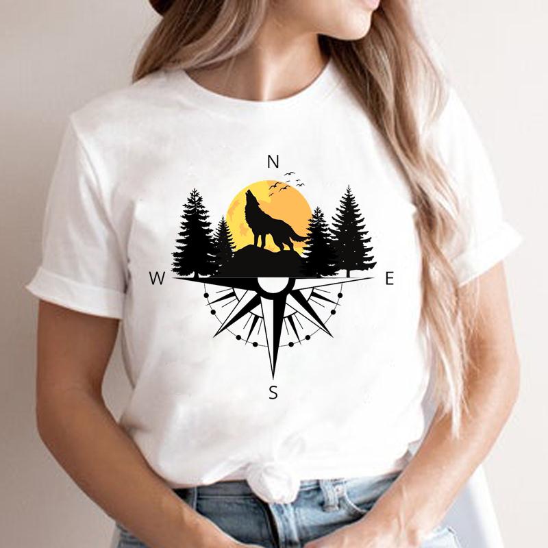 Fashion Cartoon Tshirt FeUnisex S Trend Clothing T Shirt Women River New Mountain Tee Lady Graphic Top Clothes Short Sleeve