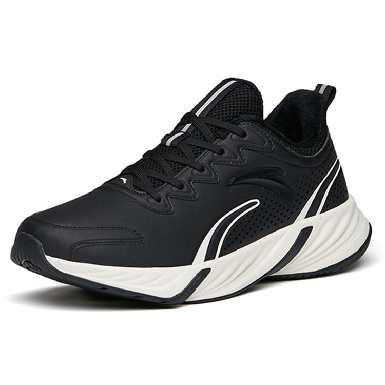 New Anta Running Collection Anti Slip And Wear Resistant Warm Low Top Running Shoes Men's Black White 112145523-12