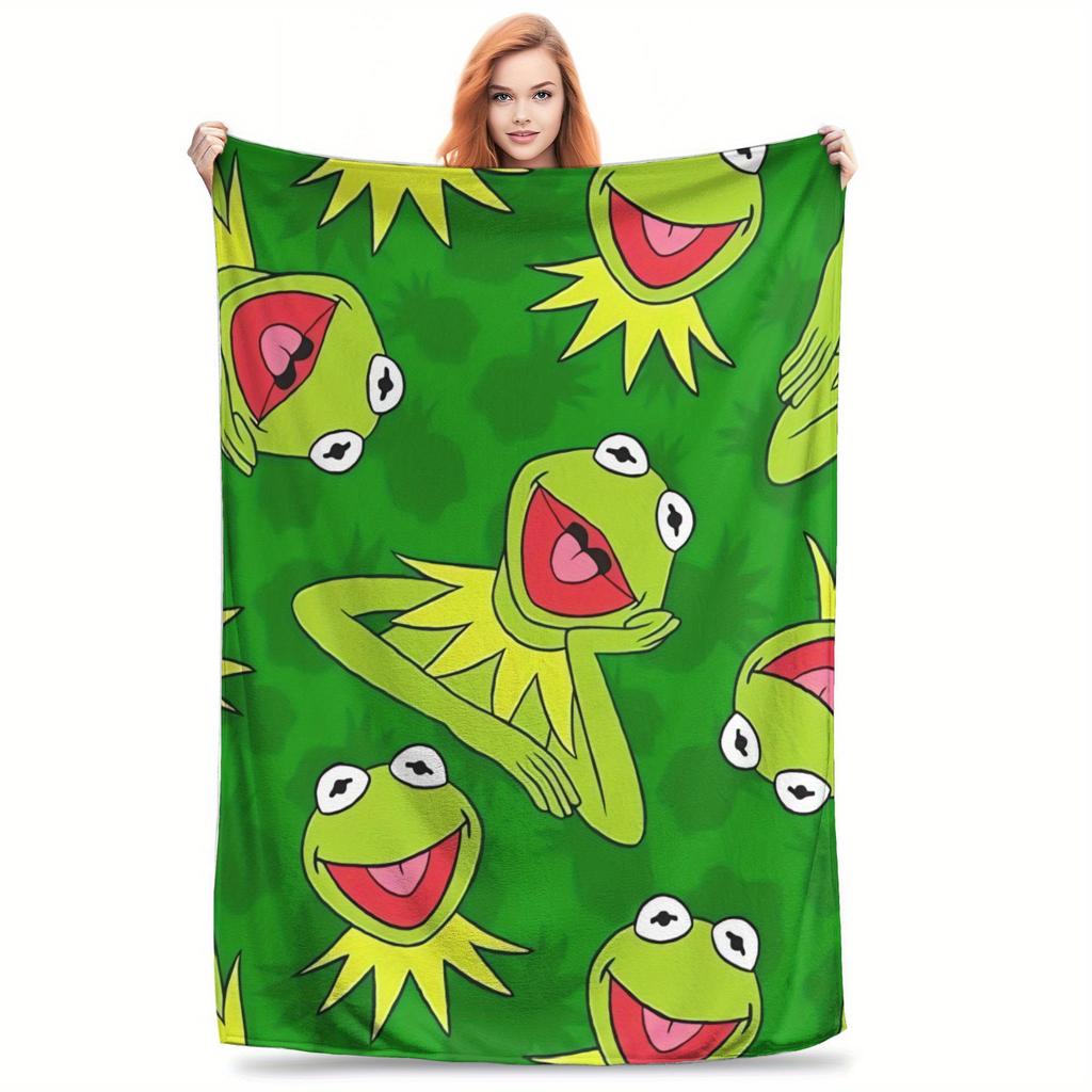 Kermit The Frog Blanket Flange Textile Decor Portable Super Soft Throw Blankets For Home Office Plush Thin Quilt