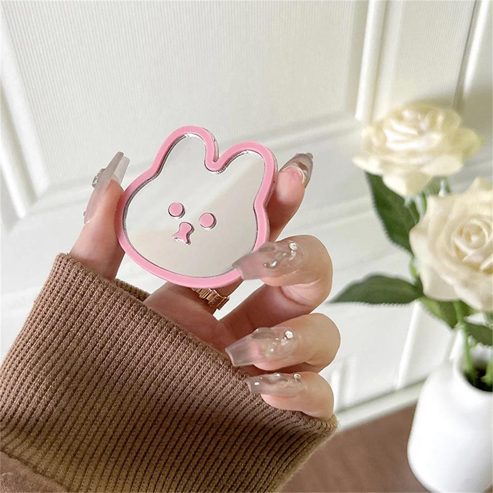 INS Cute Rabbit Mirror Phone Griptok Grip Tok Holder Ring Gift For iPhone Accessories Korean Lovely Foldable Phone Stand Holder