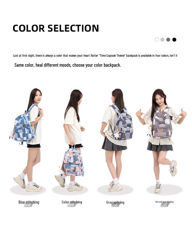 Women's Retro Plaid Large Capacity School Backpack - Japanese College Style