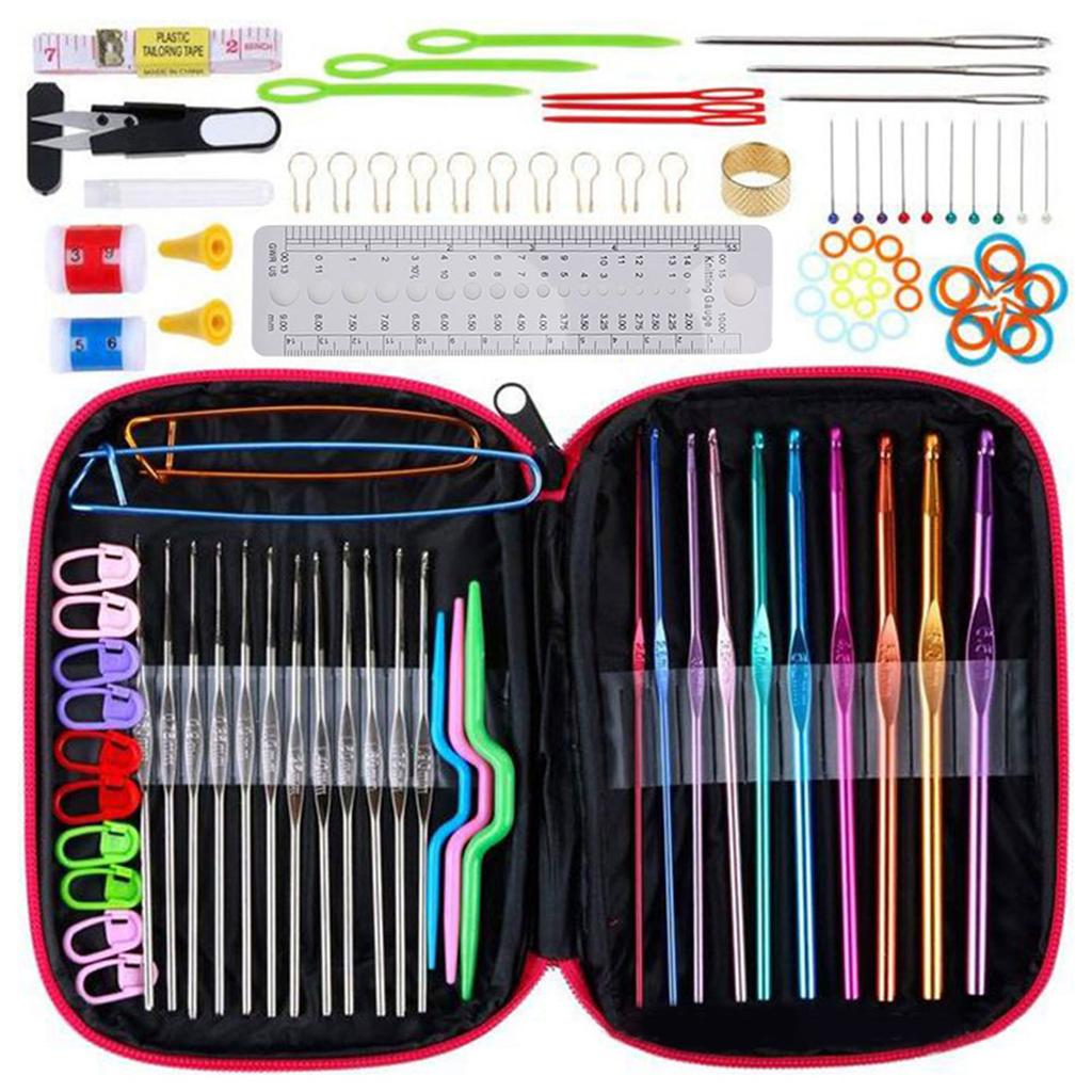 100PcsSet Sweater Knitting Tool 22 Metal Crochet Set Needles Sewing Tools Kit with DIY