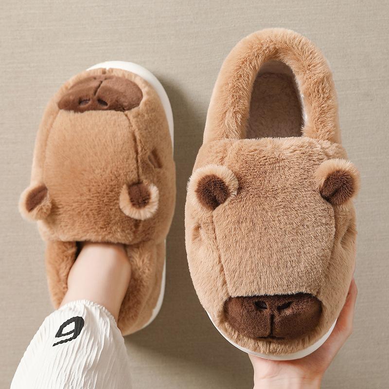 Kapibara cotton slippers winter plush parent-child warm home home cartoon cute children cotton shoes winter