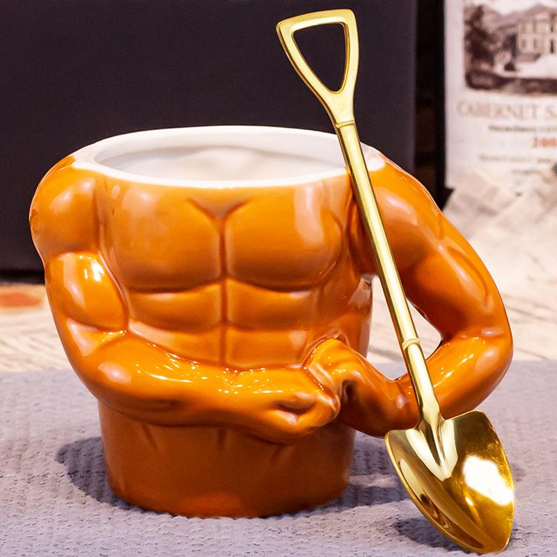 

Creative Muscle Man Mug Home Breakfast Milk Coffee Mug Water Cups Boys Gym Trainer Funny Gift Mugs Holiday Gift 401-500ml